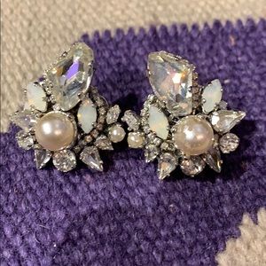 Pearl and diamond oversized studs